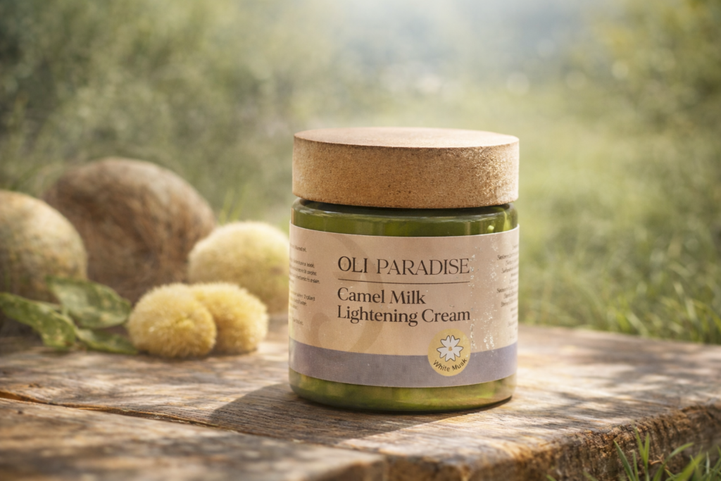 كريم لبن الإبل بالمسك الأبيض لتفتيح وترطيب البشرة 200 جم